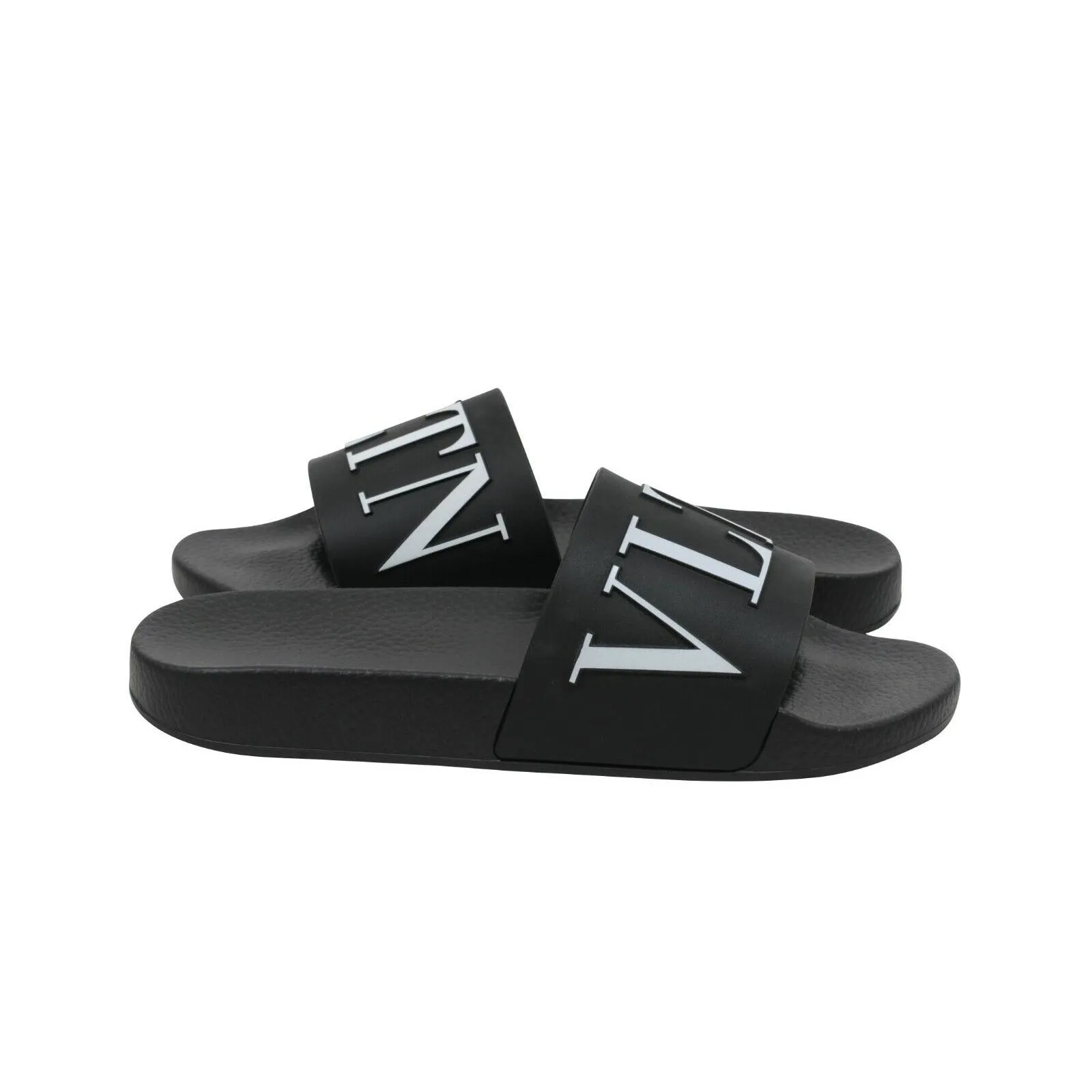 Black White VLTN Logo Sandals Flip Flops