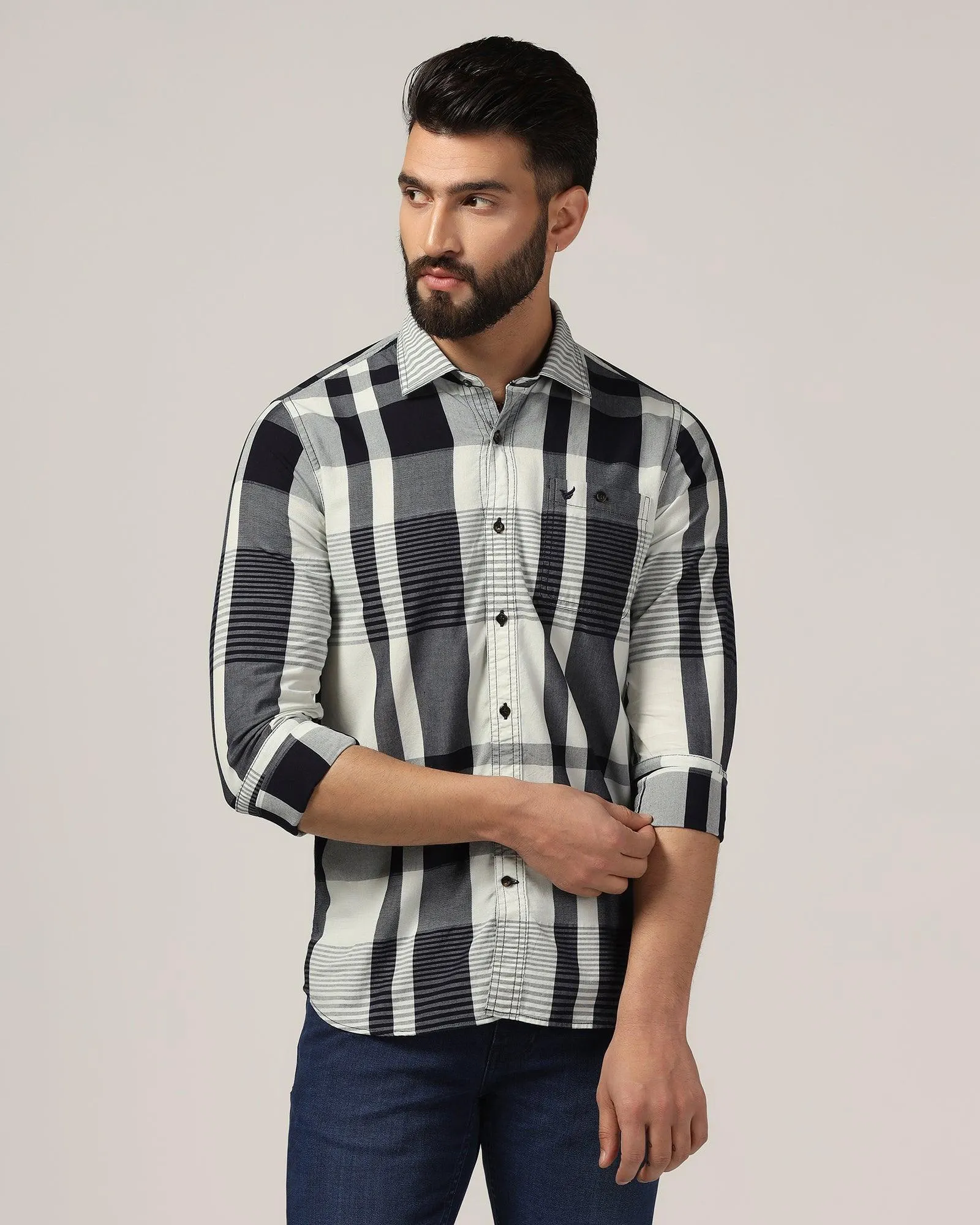 Casual Indigo Check Shirt - Paul