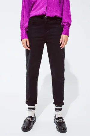 Cotton Mid Rise Slouchy Jean In Black