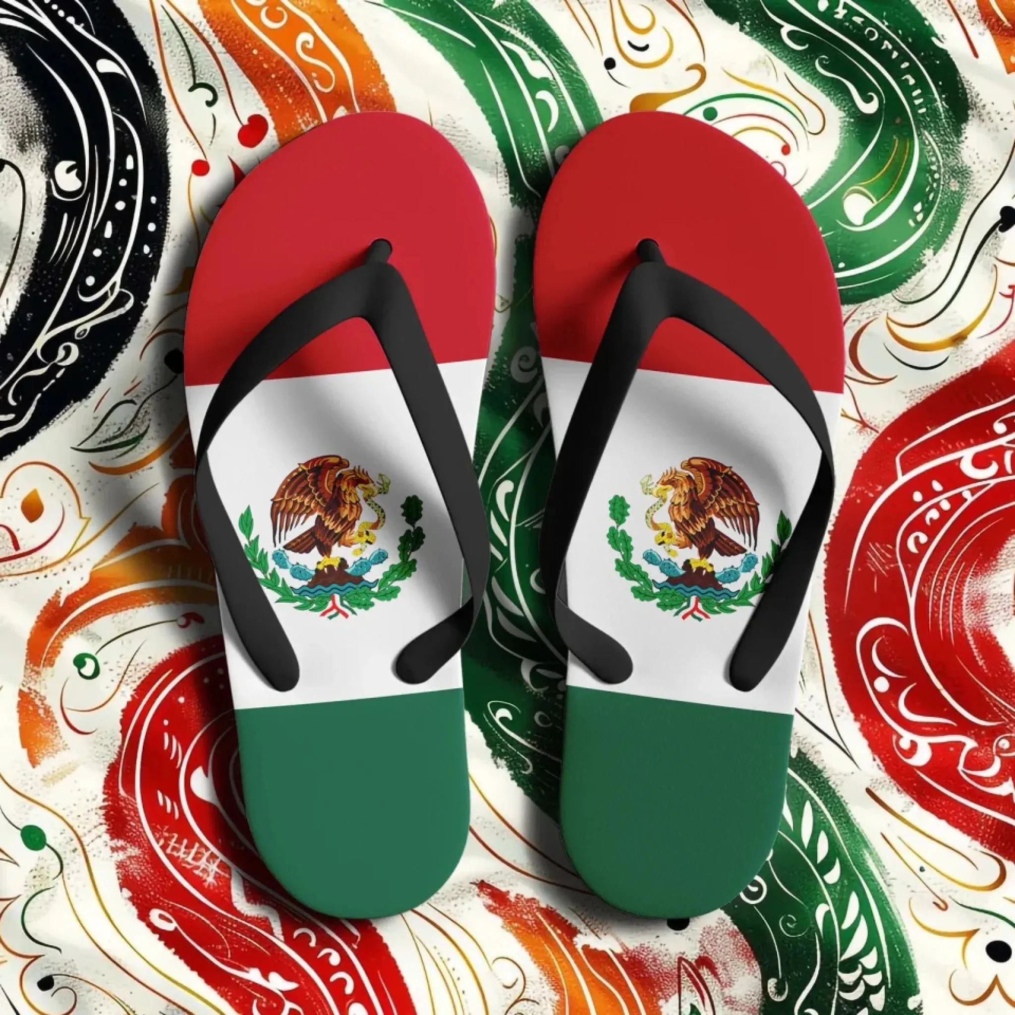 Personalized Mexican Heritage Pride Flip Flop, Custom Printed Flag Flip Flop, Mexico Design Slippers