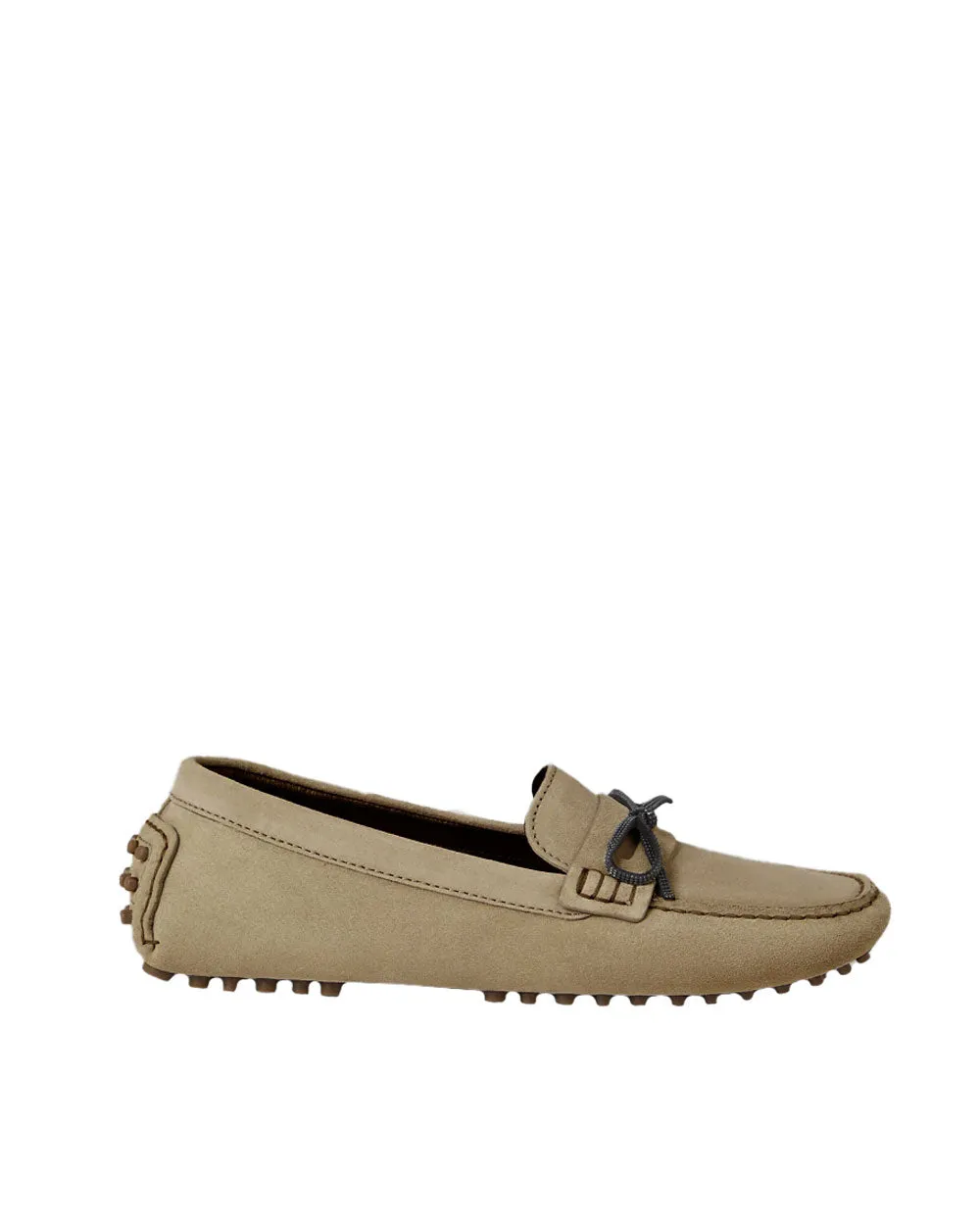 Suede Driving Loafer in Dark Beige