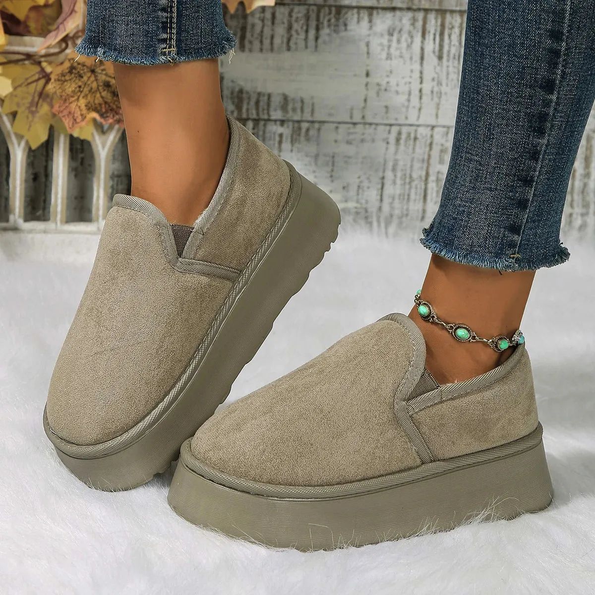Vintage Anti-skid Plush Comfortable Thick Bottom Warm Snow Boot