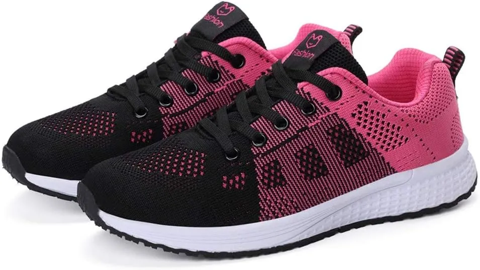 Womens Sneakers Air Cushion Running Shoes Lace Up Tennis Shoes Womens Mesh Dressy Casual Shoes Men's Fashion Sneakers Red Tennis Shoe Trainers Shoe