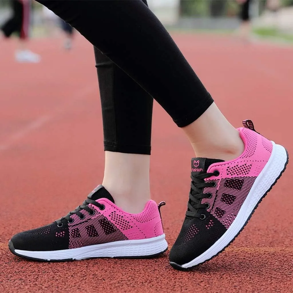 Womens Sneakers Air Cushion Running Shoes Lace Up Tennis Shoes Womens Mesh Dressy Casual Shoes Men's Fashion Sneakers Red Tennis Shoe Trainers Shoe